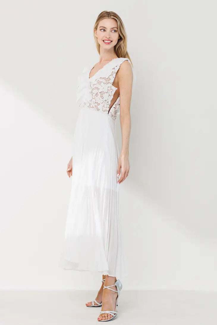 Pleat Detail Fabric Mix Midi Dress-Neon Blush-S-Urbanheer