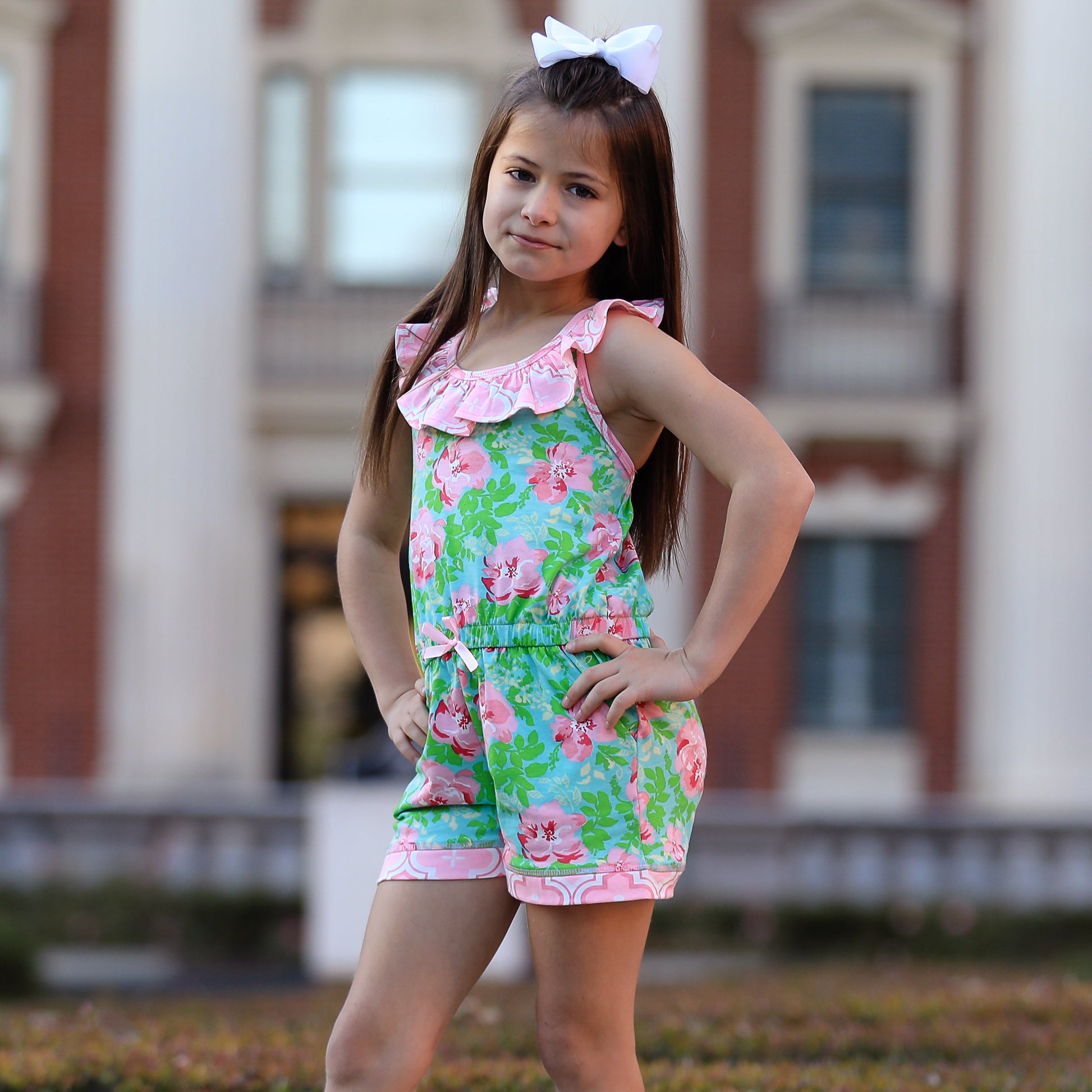 Annloren Little Big Girls Jumpsuit Shabby Chic Floral Spring Summer Romper Sizes 2/3T - 11/12-AnnLoren-2-3T-Urbanheer
