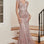Feathered Mermaid Formal Style Luxury V-neck Sequin Embroidered Bodice Evening Prom & Bridesmaid Gown CDC57-5