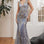 Feathered Mermaid Formal Style Luxury V-neck Sequin Embroidered Bodice Evening Prom & Bridesmaid Gown CDC57-8