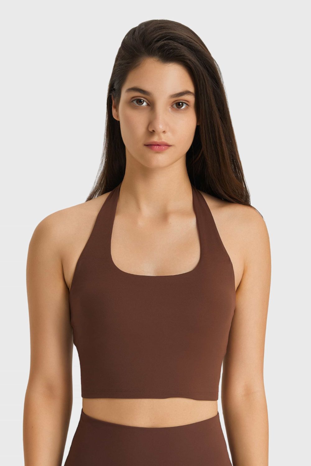 Breathable Halter Neck Sports Bra-Street 360-Brown-4-Urbanheer
