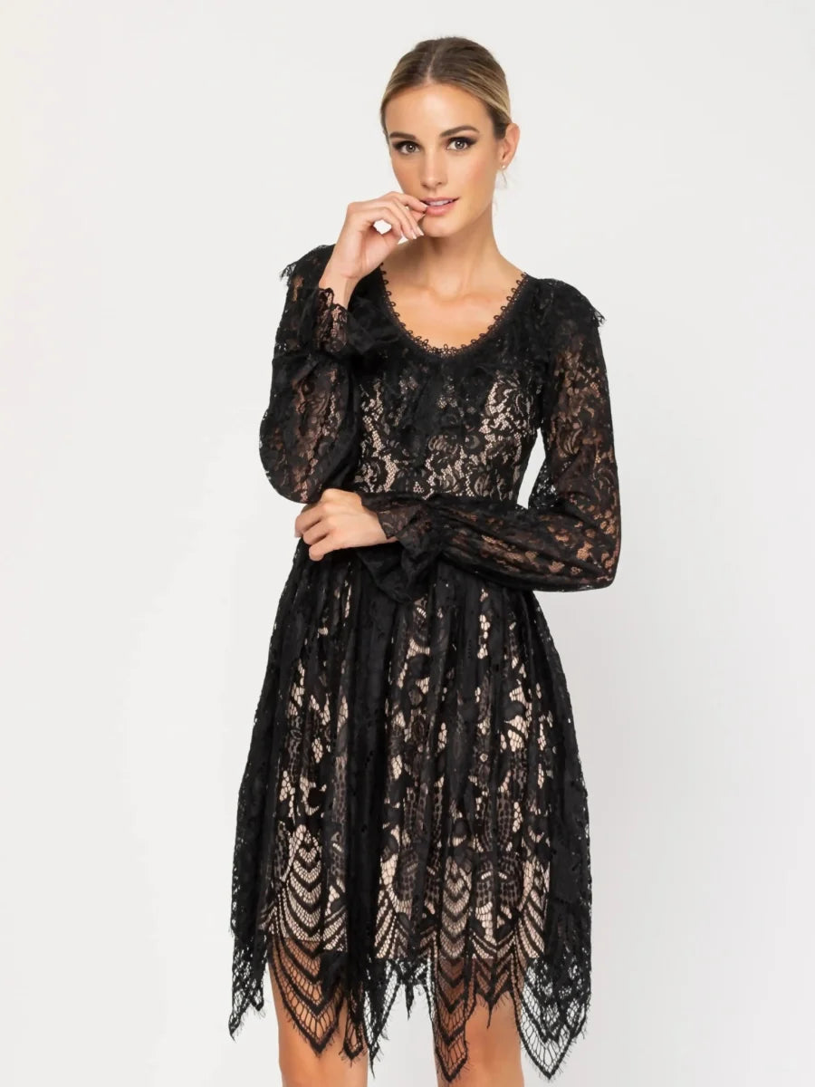 Long Sleeve Lace Dress.-Tantra-S-Urbanheer