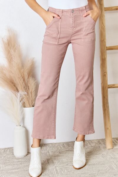 Risen Full Size High Rise Ankle Flare Jeans-Risen-Mauve-0-Urbanheer