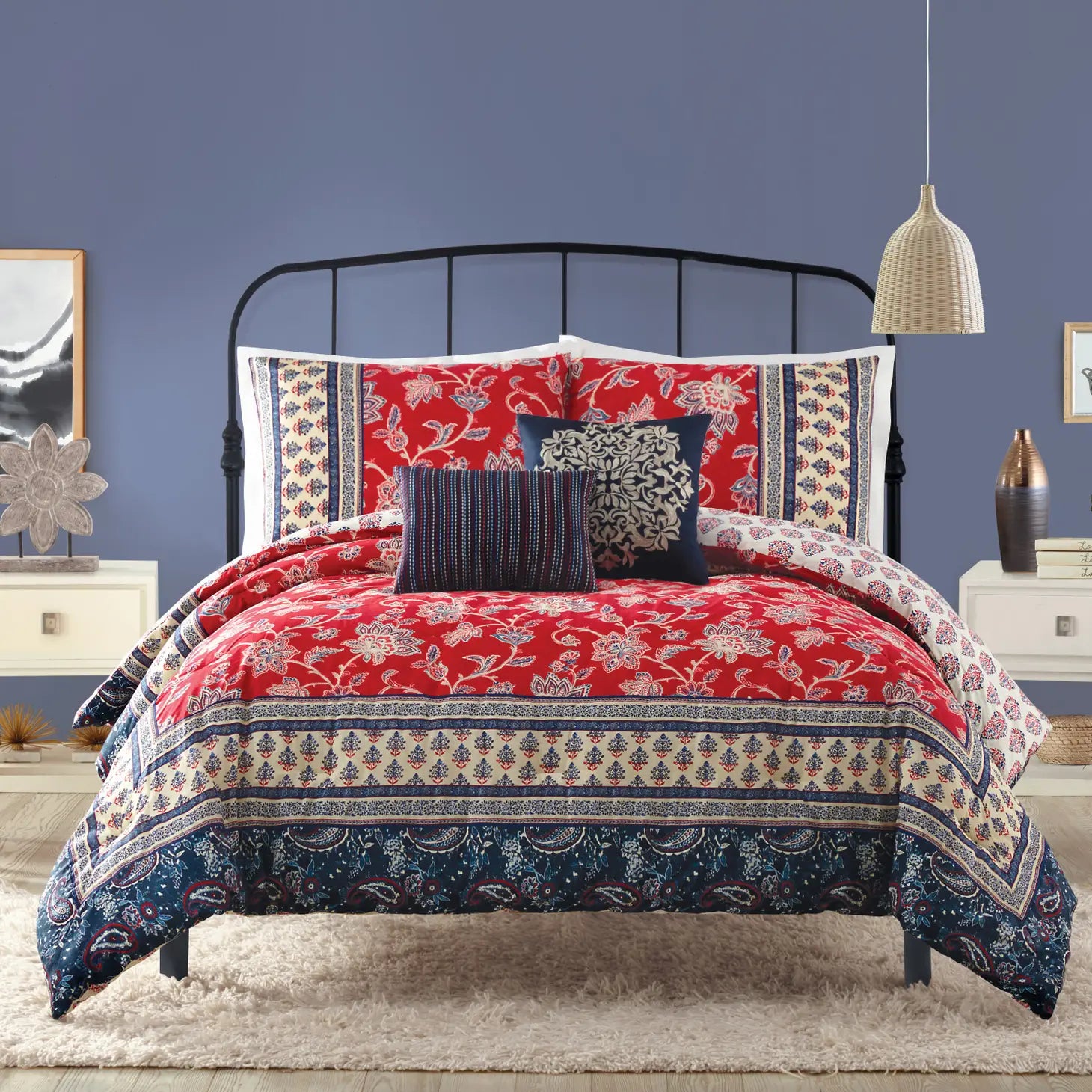 Marbella 5-Piece Comforter Set By Indigo Bazaar.-peking handicraft-Queen-Urbanheer