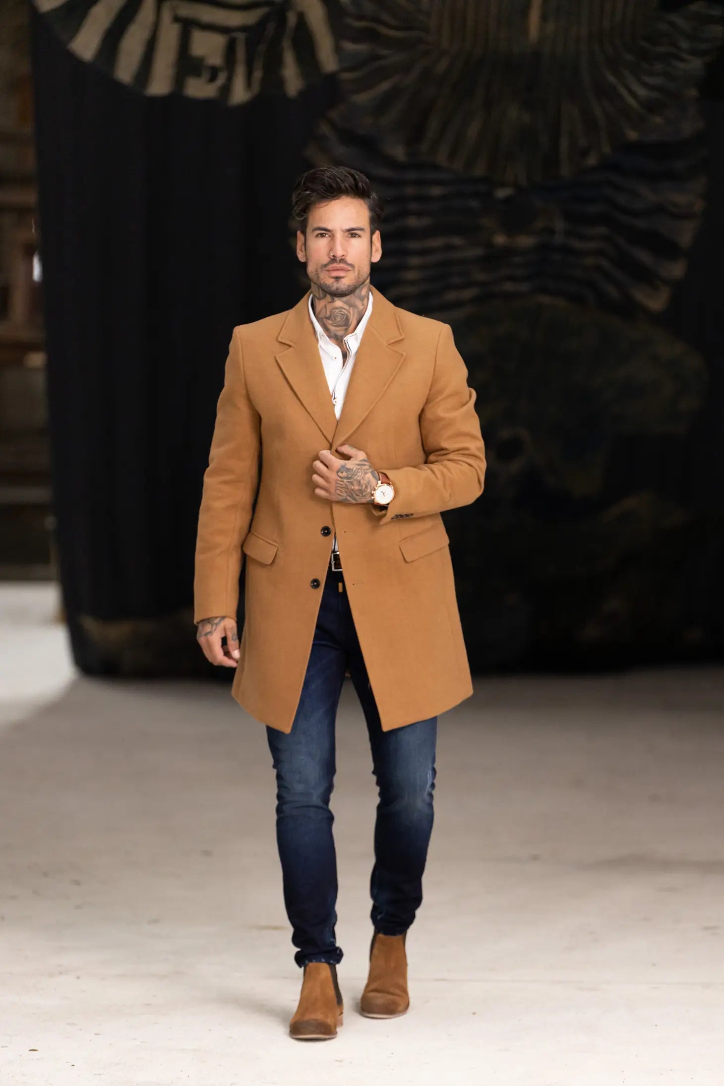 Drie Kleure Smk Overcoat - Camel-Clothing - Men-SMK Denim&Co-S-Camel-Urbanheer