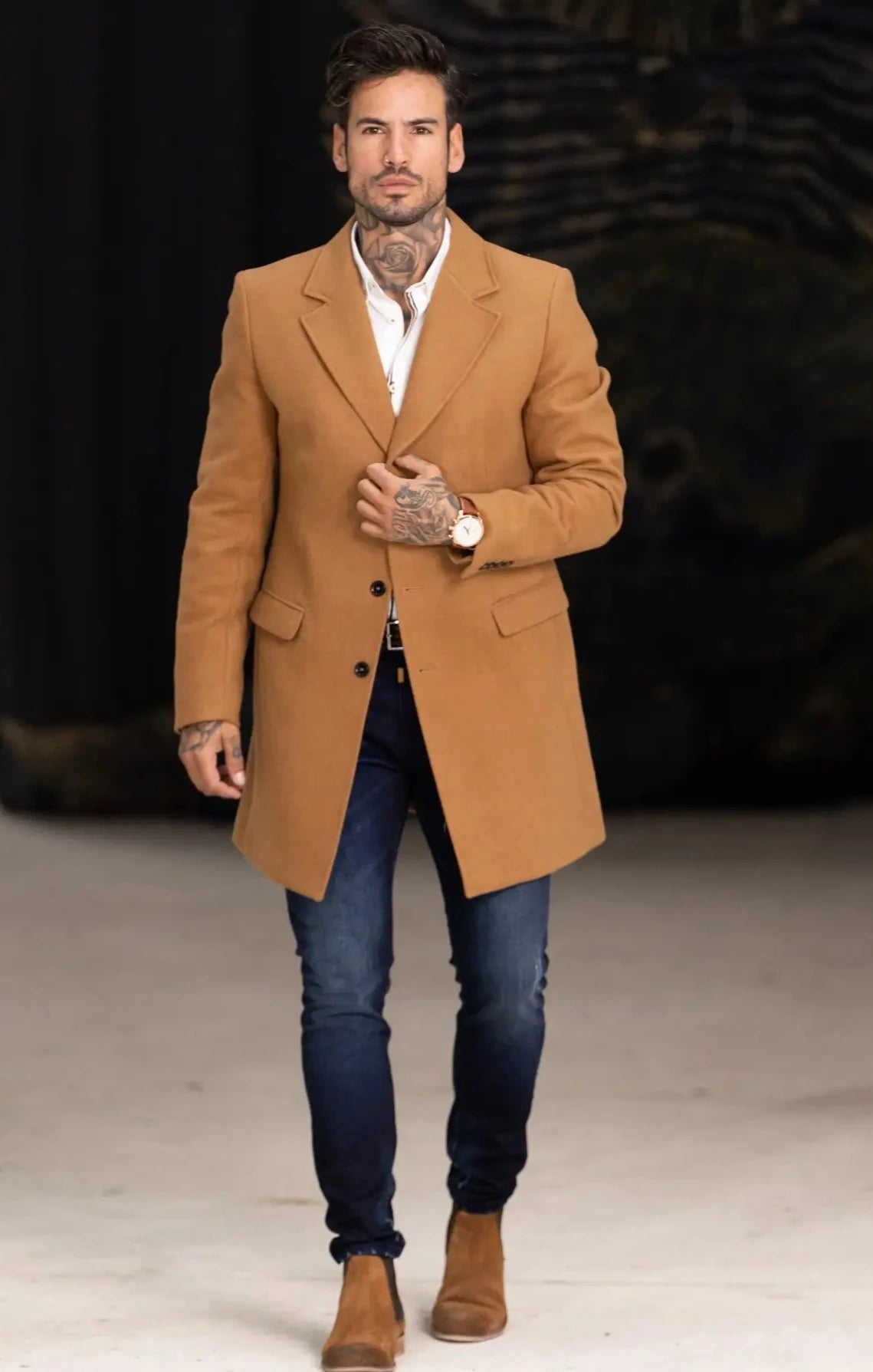 Drie Kleure Smk Overcoat - Camel-Clothing - Men-SMK Denim&Co-S-Camel-Urbanheer