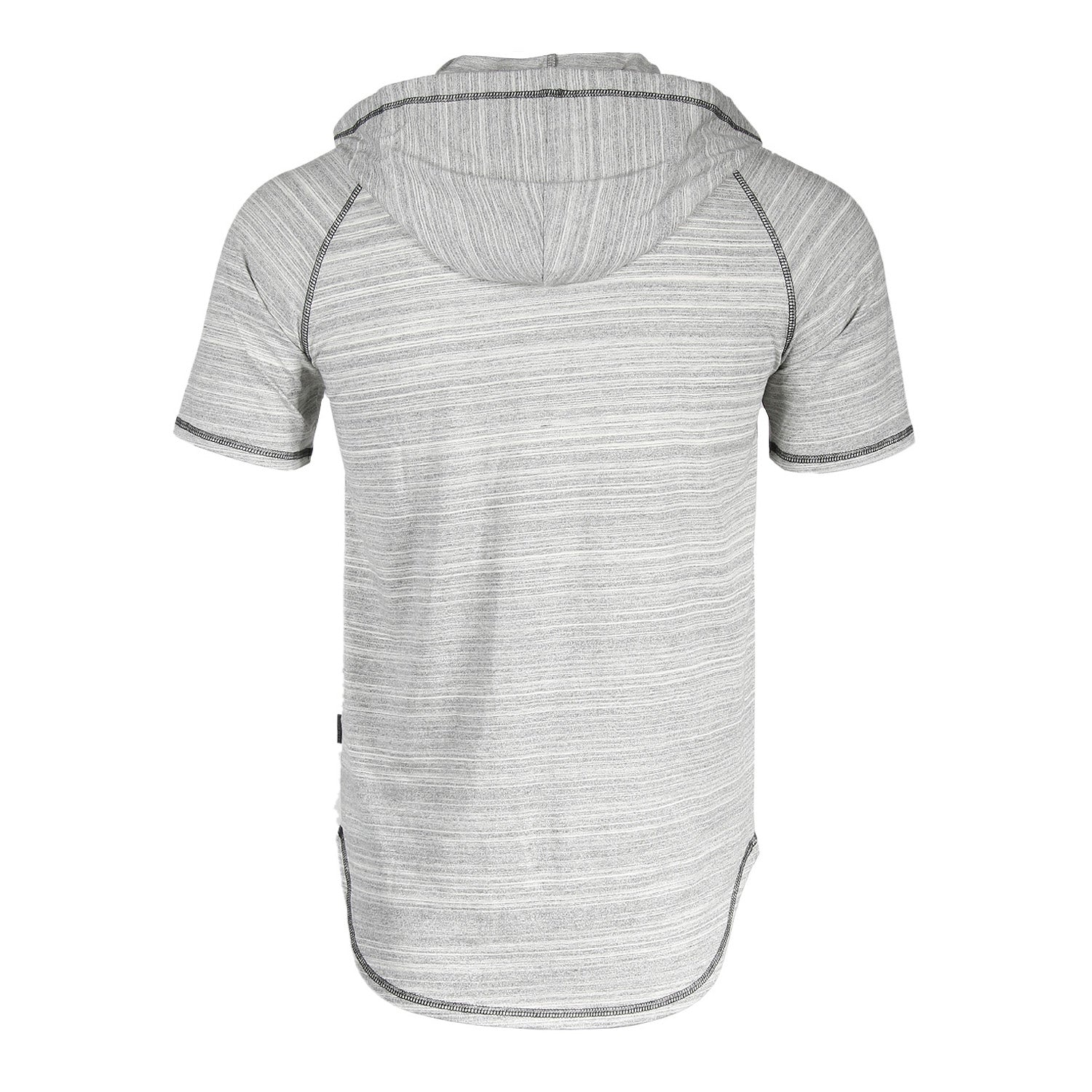 Zimego Short Sleeve Raglan Henley Hoodie Round Bottom Semi Longline T-Shirt-Zimego-Small-Urbanheer