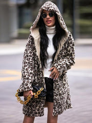 Leopard Print Hooded Teddy Coat-Street 360-Leopard-S-Urbanheer