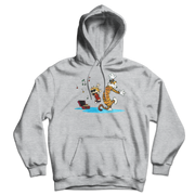 Calvin and Hobbes Dancing with Record Player Unisex Hoodie-Hoodie-Art-O-Rama-Sport Grey-S-Urbanheer