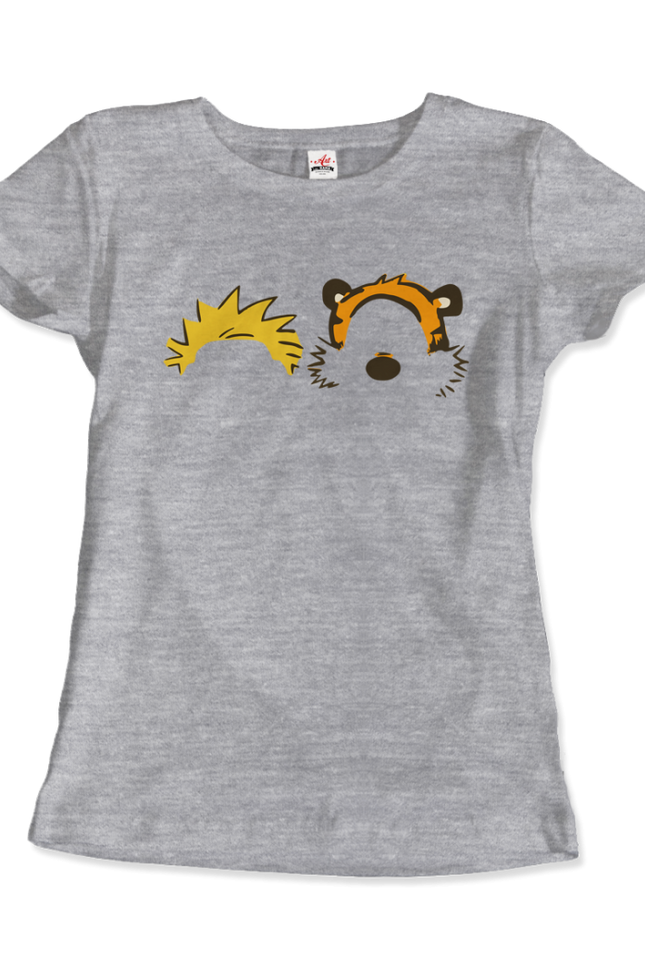 Calvin And Hobbes Faces Contour T-Shirt-Art-O-Rama Shop-Men (Unisex)-Heather Grey-S-Urbanheer