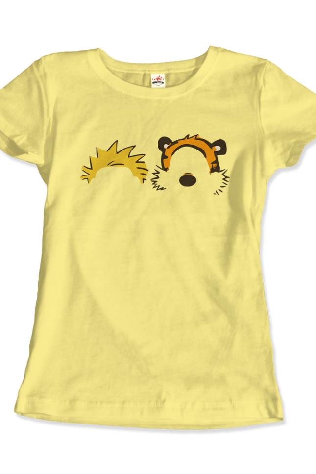 Calvin And Hobbes Faces Contour T-Shirt-Art-O-Rama Shop-Women (Fitted)-Heather Grey-S-Urbanheer