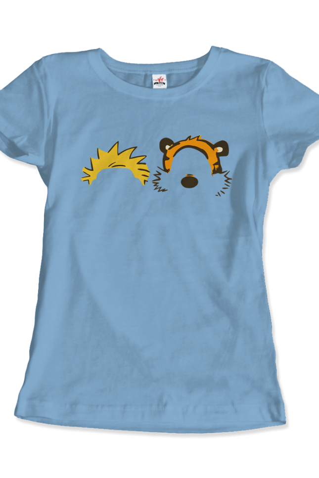 Calvin And Hobbes Faces Contour T-Shirt-Art-O-Rama Shop-Women (Fitted)-Light Blue-S-Urbanheer