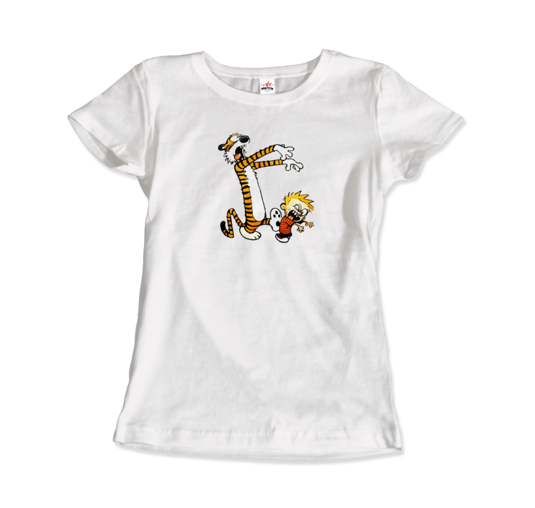 Calvin and Hobbes Playing Zombies T-Shirt-Art-O-Rama Shop-Men (Unisex)-White-S-Urbanheer