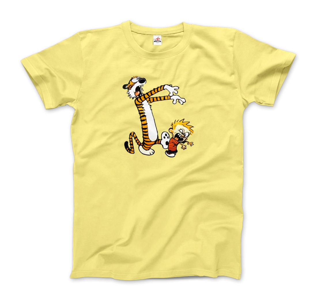 Calvin and Hobbes Playing Zombies T-Shirt-Art-O-Rama Shop-Men (Unisex)-White-S-Urbanheer