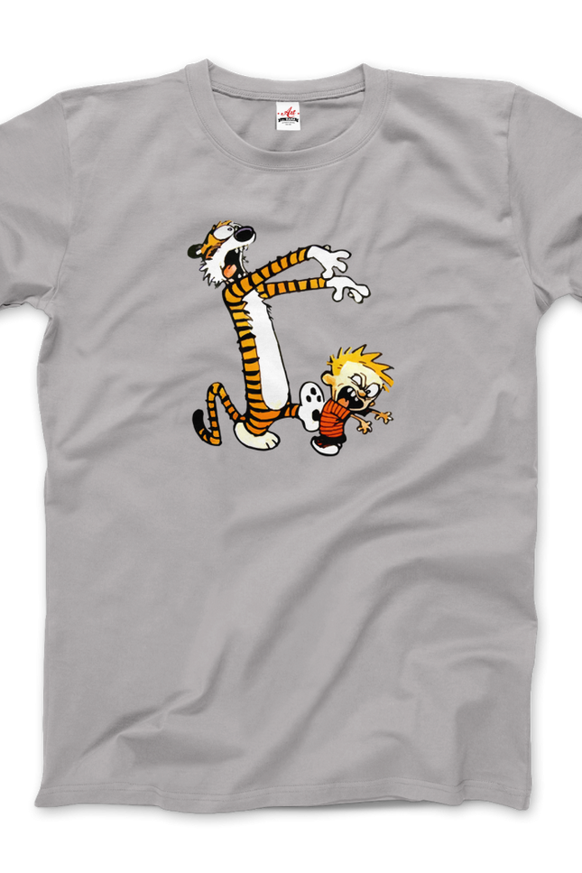 Calvin and Hobbes Playing Zombies T-Shirt-Art-O-Rama Shop-Men (Unisex)-White-L-Urbanheer