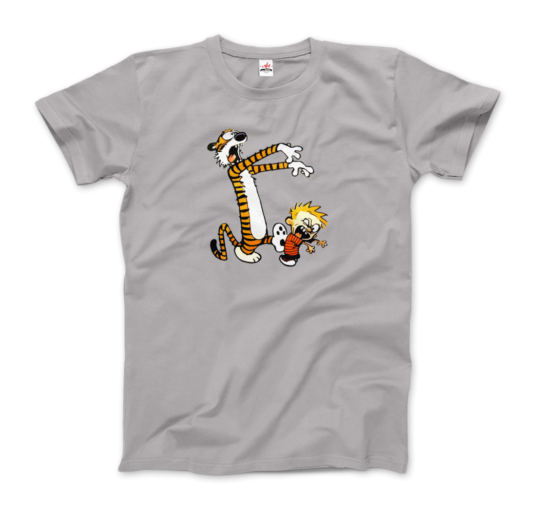 Calvin and Hobbes Playing Zombies T-Shirt-Art-O-Rama Shop-Men (Unisex)-White-S-Urbanheer