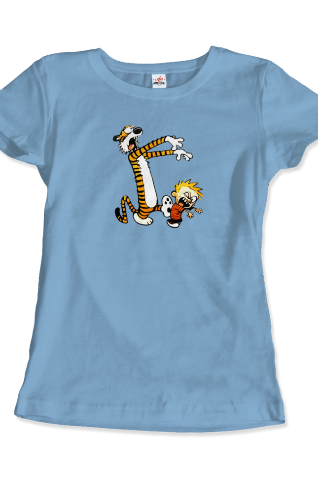 Calvin and Hobbes Playing Zombies T-Shirt-Art-O-Rama Shop-Men (Unisex)-Light Blue-S-Urbanheer