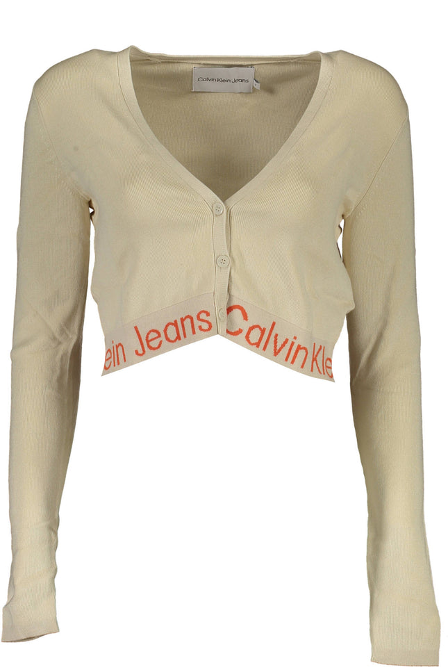 Calvin Klein Cardigan Woman Beige-Clothing - Women-CALVIN KLEIN-Urbanheer