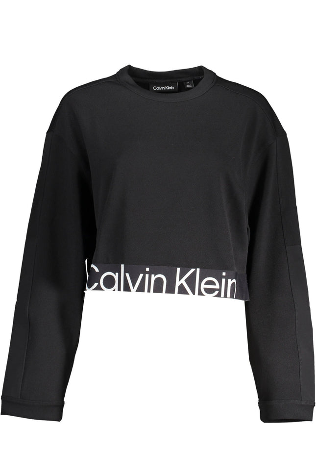 CALVIN KLEIN SWEATSHIRT WITHOUT ZIP WOMAN BLACK - BRAND NEW FROM ITALY-CALVIN KLEIN-Urbanheer