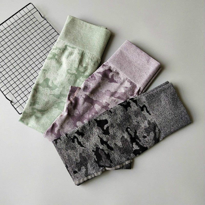 Camo Seamless Workout Sport Leggings-Clothing - Women-UHXA-Gray Purple-XS-Urbanheer