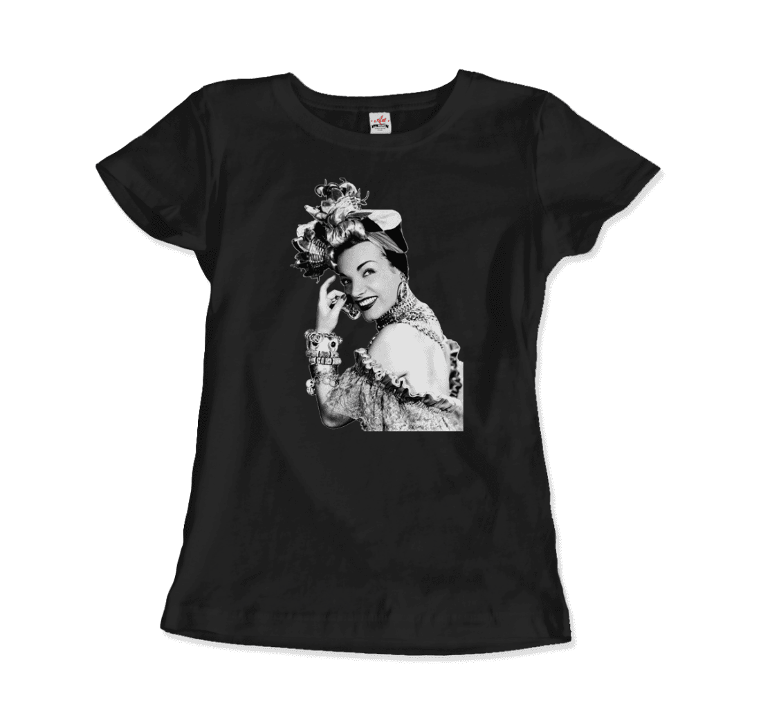 Carmen Miranda Artwork T-Shirt-Art-O-Rama Shop-Men (Unisex)-Black-S-Urbanheer
