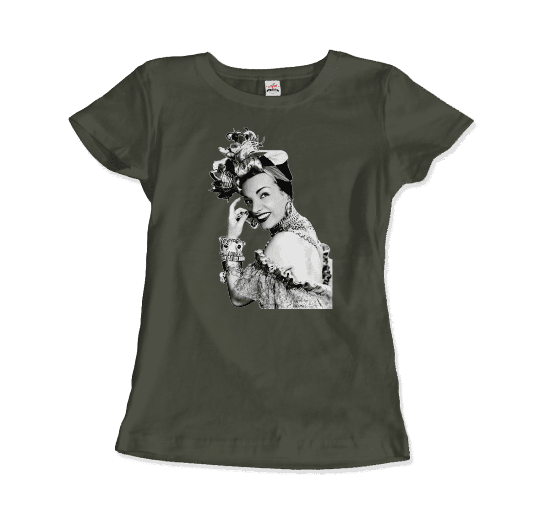 Carmen Miranda Artwork T-Shirt-Art-O-Rama Shop-Men (Unisex)-Black-S-Urbanheer