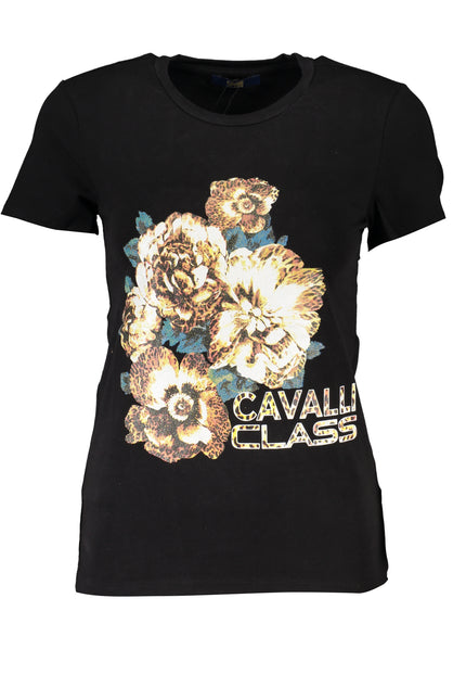 CAVALLI CLASS WOMEN'S SHORT SLEEVE T-SHIRT BLACK-T-Shirt-CAVALLI CLASS-Urbanheer