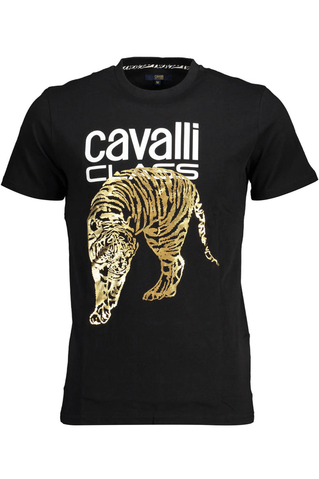 CAVALLI CLASS MEN'S SHORT SLEEVE T-SHIRT BLACK-T-Shirt-CAVALLI CLASS-Urbanheer