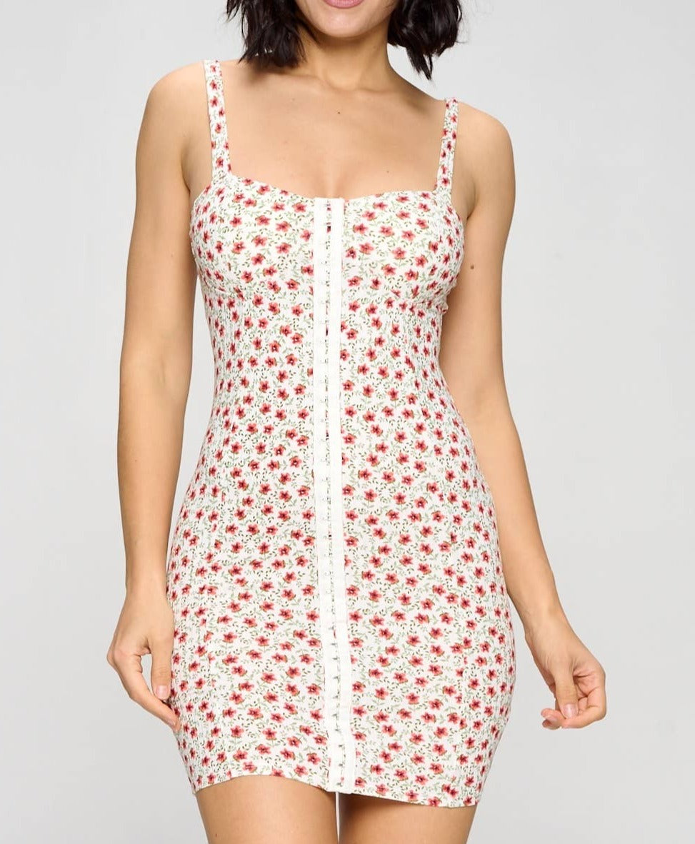 FLORAL PRINT Dress.-Chocolate USA-S-Urbanheer