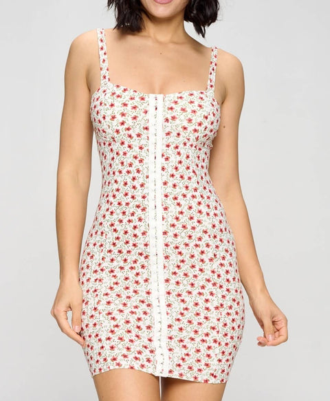 FLORAL PRINT Dress.-Chocolate USA-S-Urbanheer