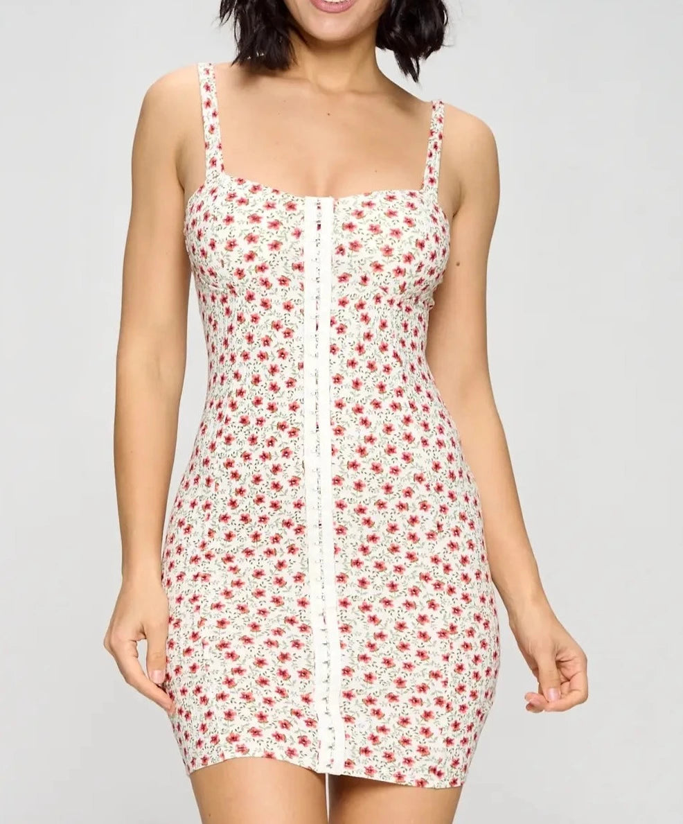 FLORAL PRINT Dress.-Chocolate USA-S-Urbanheer