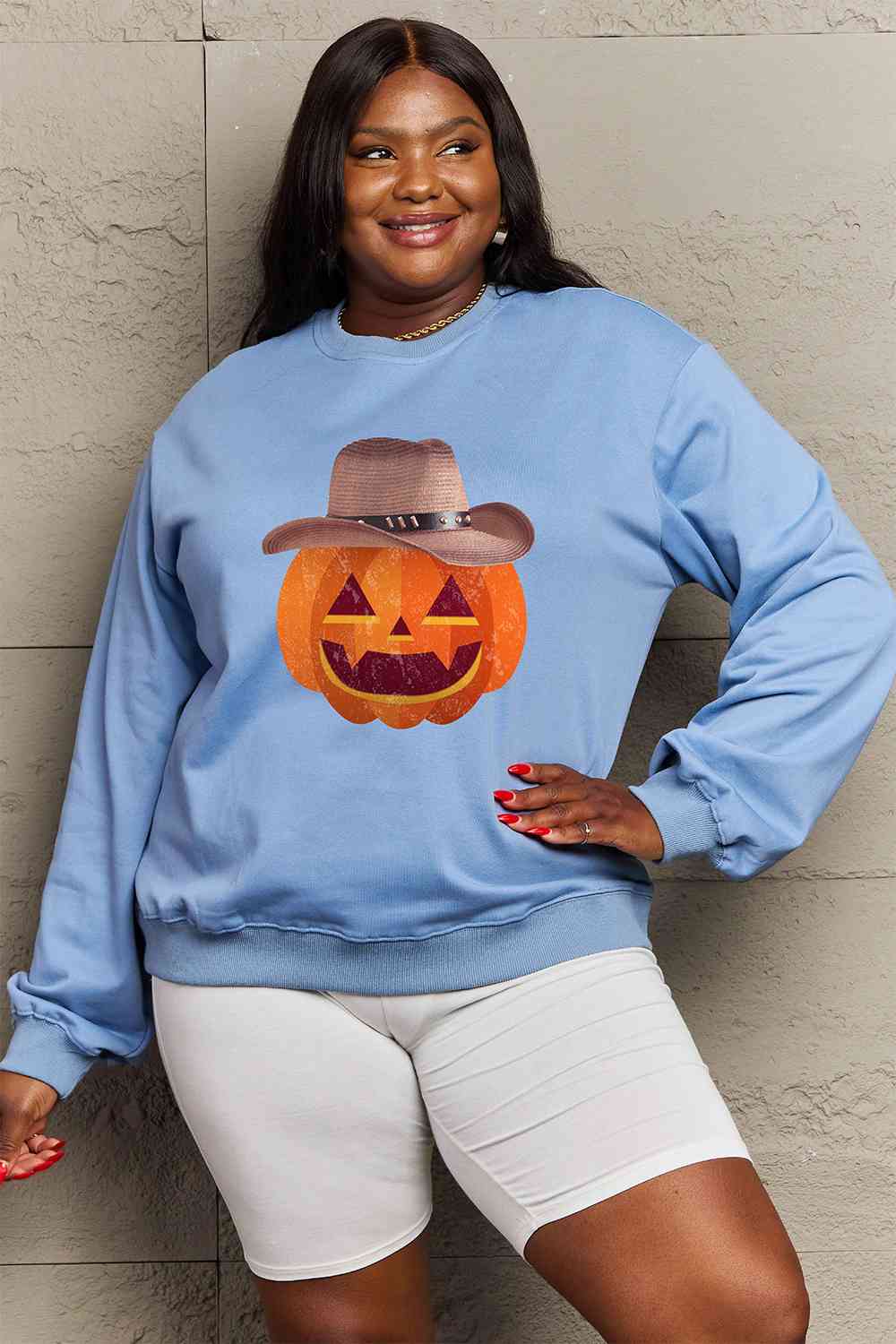 Simply Love Full Size Graphic Dropped Shoulder Sweatshirt-Street 360-Misty Blue-S-Urbanheer