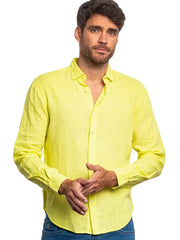 Linen Button Down Shirt - Yellow-Clothing - Men-Eight X-M-Urbanheer