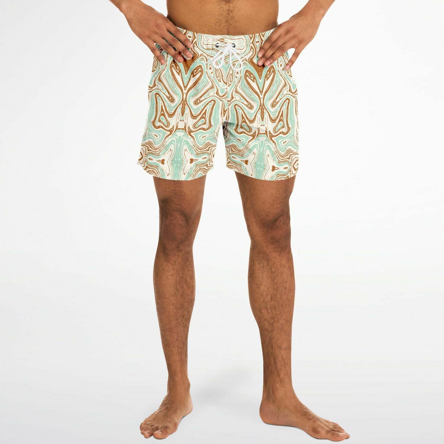 Caramel Marble 5.5" Men Swim Shorts-Subliminator-XS-Urbanheer