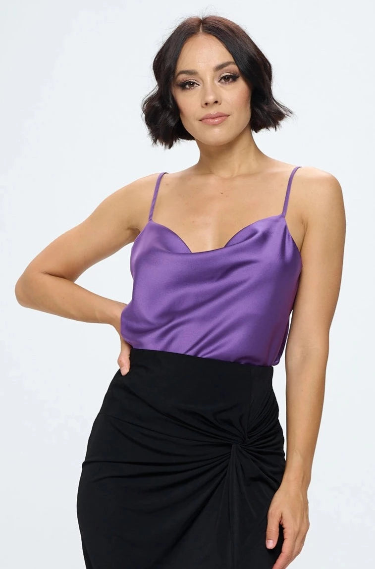 Solid Silky Satin Tank Top-Renee C.-S-Urbanheer