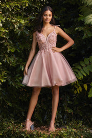 Short Tulle Prom & Bridesmaid Gown Sleeveless-CIND-XS-BLUSH-Urbanheer