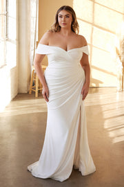 Curve Fitted Bridal Gown Off Shoulder Sweetheart-CIND-18-OFF-WHITE-Urbanheer