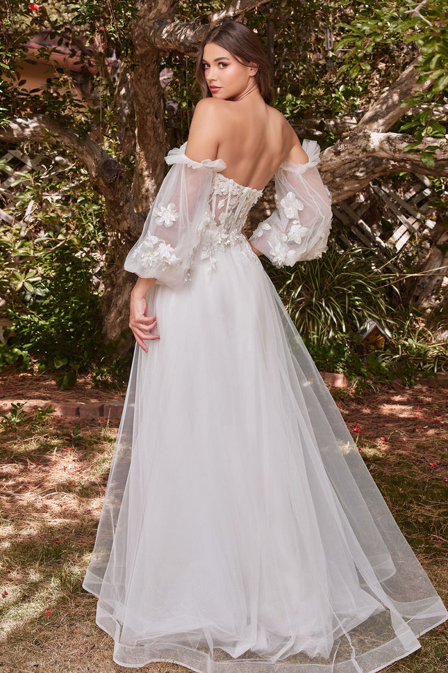 Lace Vintage Sweet Princess Style Strapless Off Shoulder 3D Floral Appliqués Romantic Vibes Wedding & Bride Dress Cdcd962W-Wedding Dress-CIND-Urbanheer