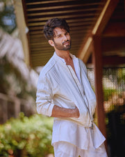 Shahid Kapoor In Our - Off-White Bomber Jacket With Kurta & Pant Set-Biker Jacket Set-Bohame-XS-5"-5'4"-Urbanheer