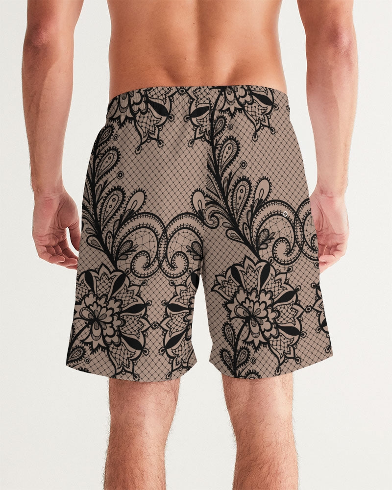 Black & Nude Lace Men'S Swim Trunk-Kin Custom-XS-Urbanheer