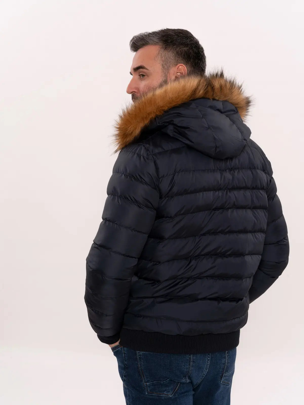 Navy Blue Hooded Men'S Down Coat-Clothing - Men-Wessi-36-Navy-Urbanheer