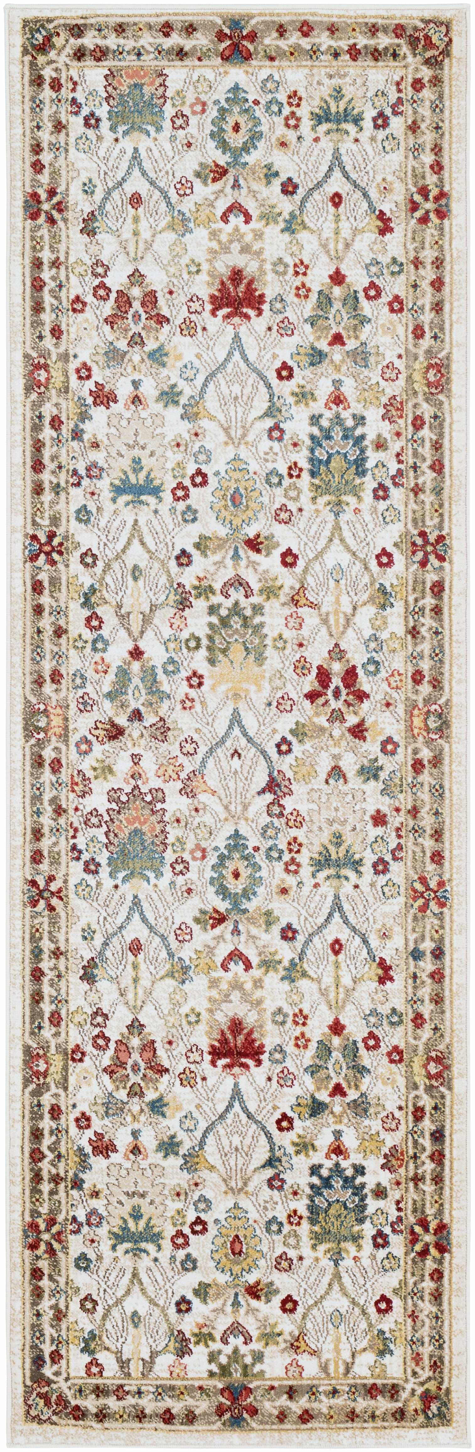 Neola White/Brown Damask Area Rug-Rugs-Hauteloom-2' x 2'11" Rectangle-Urbanheer