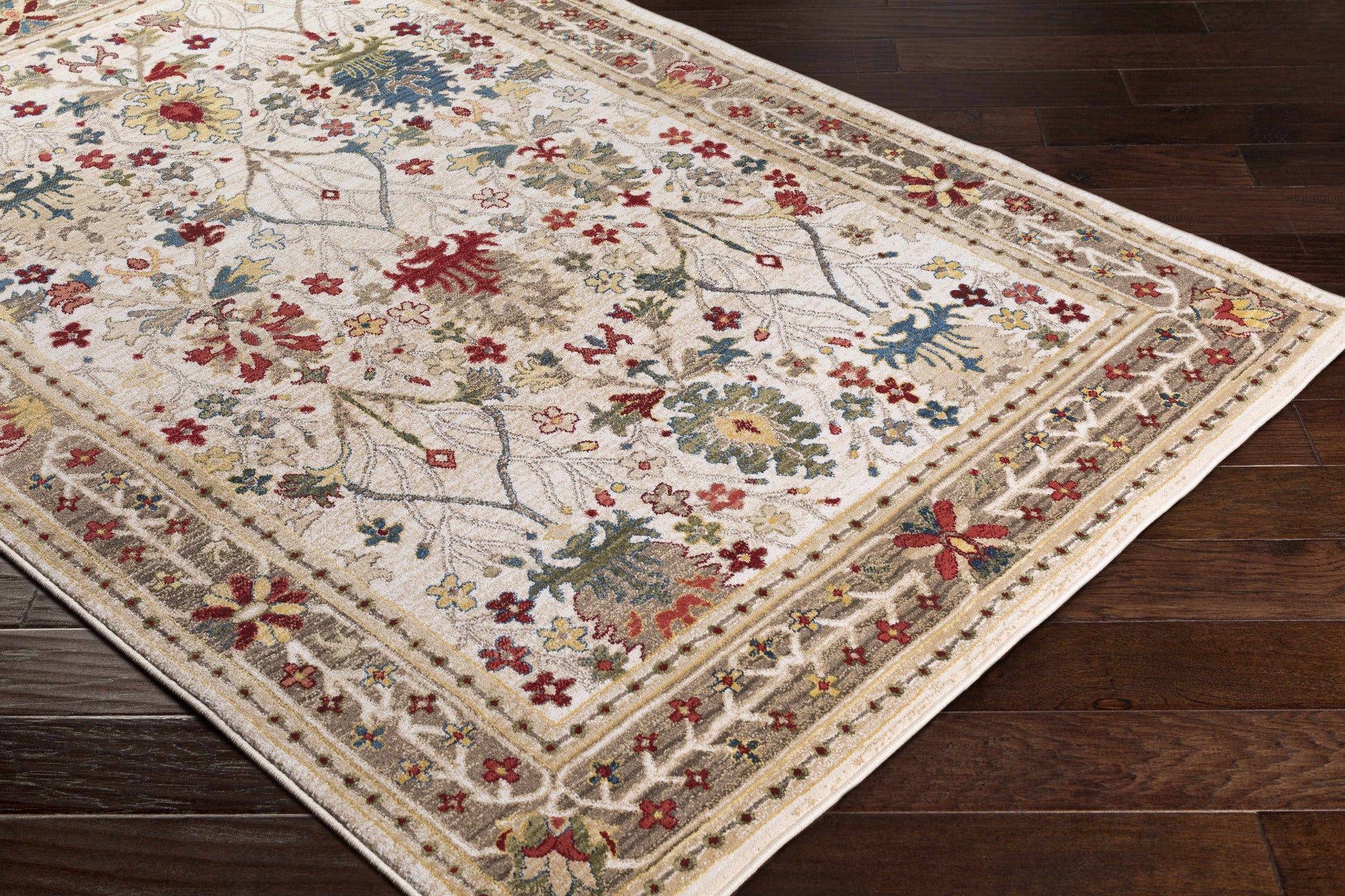 Neola White/Brown Damask Area Rug-Rugs-Hauteloom-5'1" x 7'5" Rectangle-Urbanheer