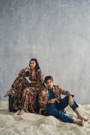 Admon - Maroon & Multi Printed Jacket With Teal Green Kurta & Pant Set-Jacket Sets-Bohame-XS-5'-5'4"-Urbanheer