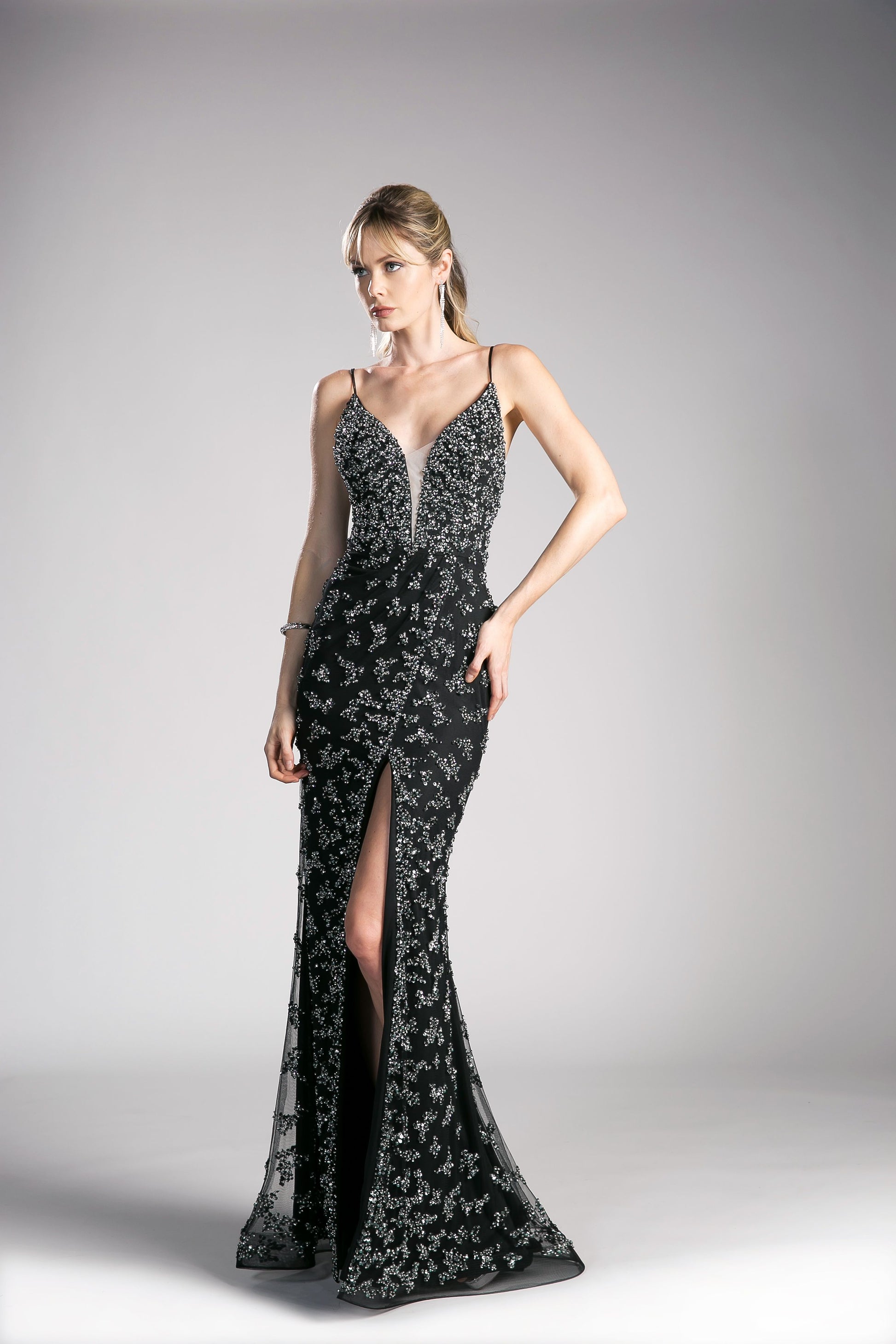 Beaded Novelty Sheath Gown-Nightgown-Tux-USA-10-Black-Urbanheer