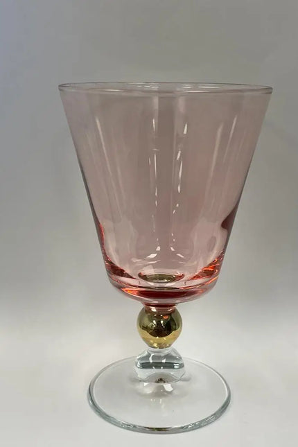 Set Of 6 Wine Glasses With Gold Ball On Stem