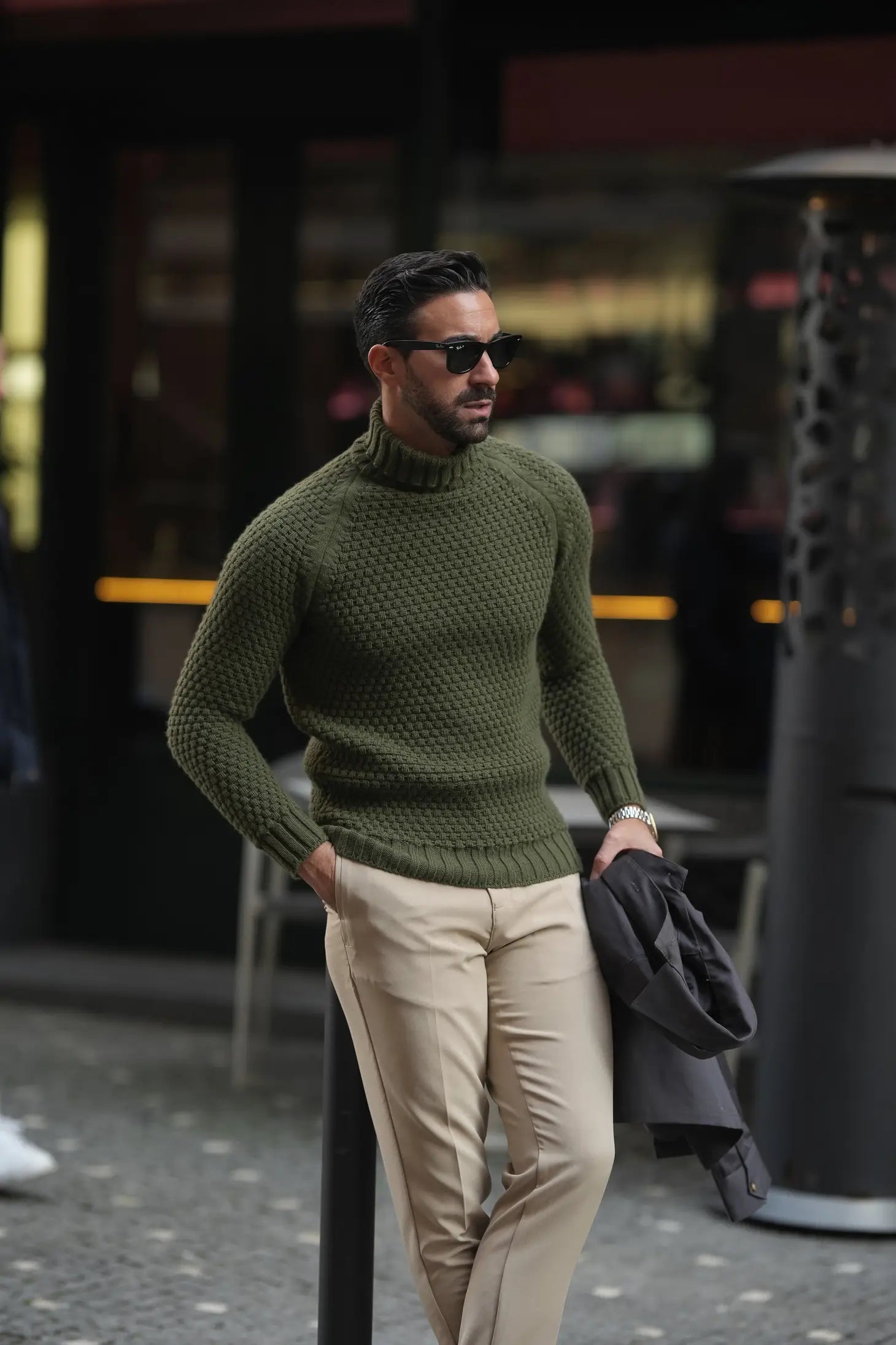 Men's Turtleneck Jumper Sweater-Clothing - Men-Donato-S-Khaki-Urbanheer