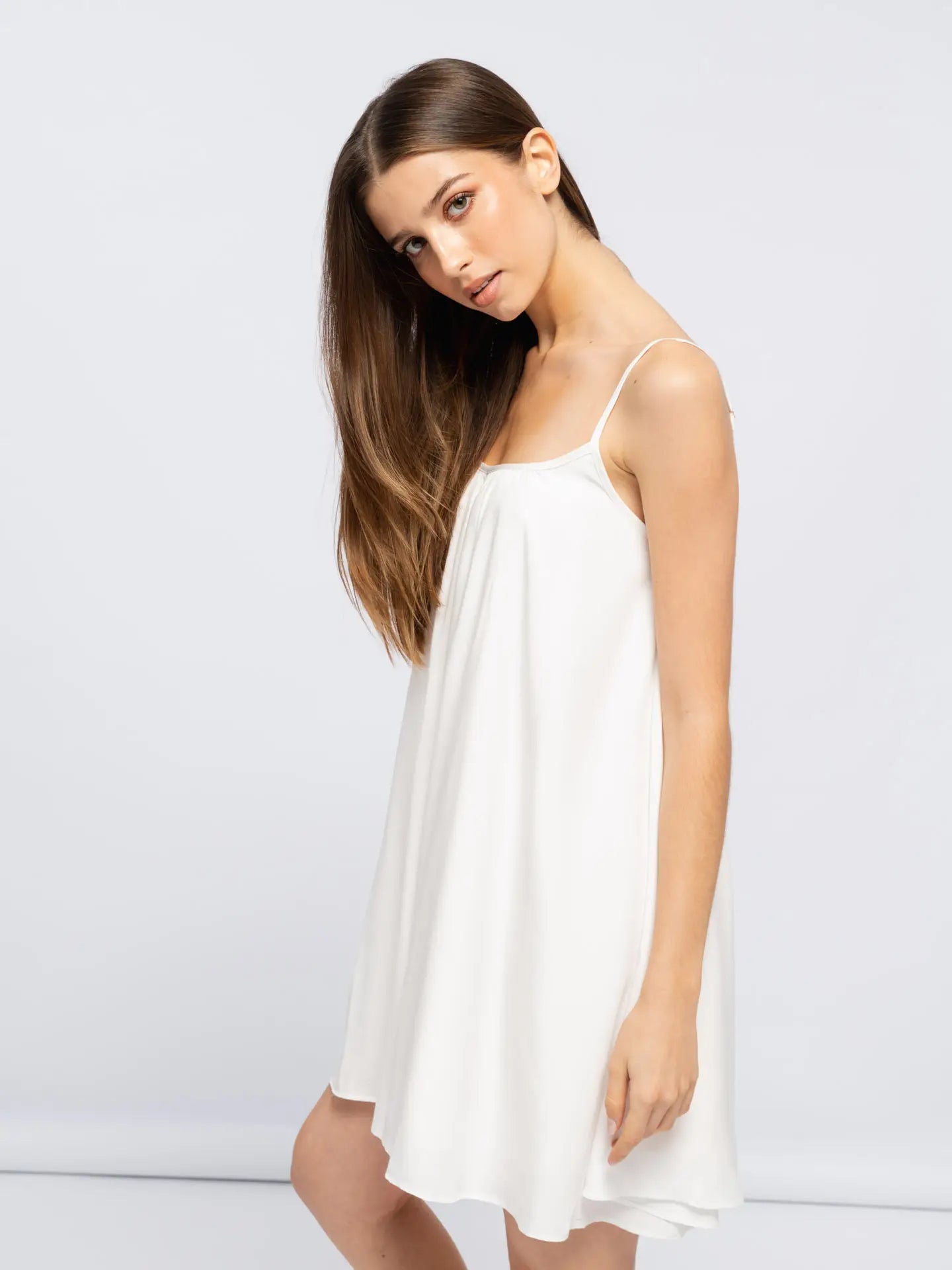 White Dress With Square Neckline-Dresses-SMF-S-Urbanheer
