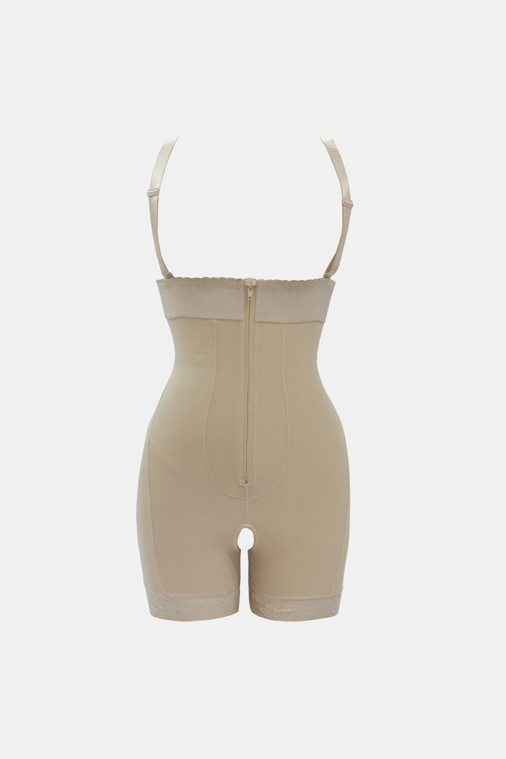 Full Size Zip Up Under-Bust Shaping Bodysuit-Street 360-Tan-S-Urbanheer