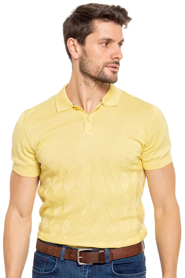 Argyle Knit Polo - Yellow-Clothing - Men-Eight X-Urbanheer